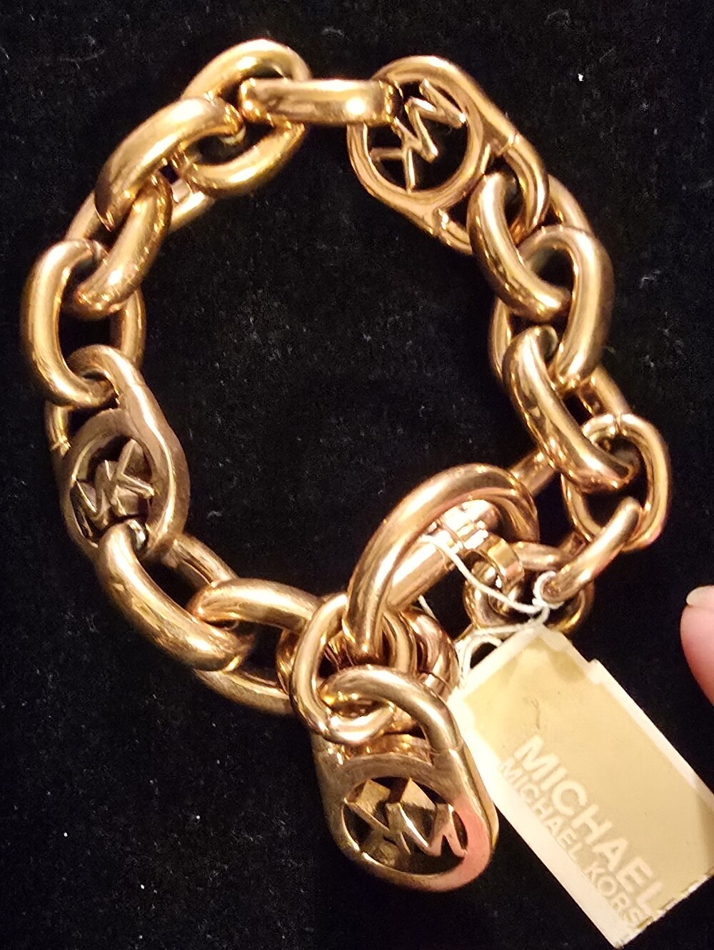 Michael Kors Gold Chain Logo Charm Bracelet with Tag NWT